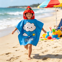 Custom Children's Hoodie Beach Towel Poncho Quick Dry Soft High Absorbent Eco-Friendly Animal Print Children's Hooded Towel