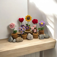 Tanaman Pot Mini Rajutan Terlaris Buatan Tangan Hadiah Guru Bunga Matahari Rajutan Positif Kaktus Hadiah Hari Valentine