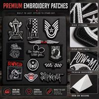 Patchs brodés thermocollants ou à coudre, motifs Punk Ska Rock, Crâne, Aile, Couronne, Damier, Racing, Rudie