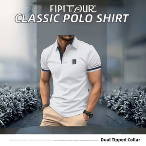 T-shirt de golf pour homme à coupe classique, manches courtes, col à double bordure, anti-boulochage, motif lettres ODM, séchage rapide - Product Image 2