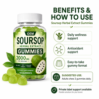 Gummies à l'extrait de feuille de Graviola, formule Vitamine C et Zinc, marque privée OEM, étiquette blanche, qualité professionnelle, approvisionnement en vrac