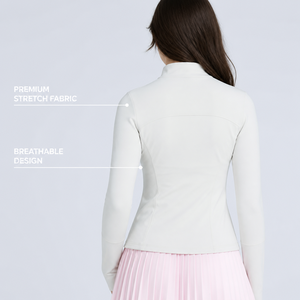 Chaqueta Charlo Ivory Contour, Corte Ajustado, Cuello Alto, Elástica Premium, para Gimnasio, Entrenamiento, Deporte, Venta al Por Mayor, OEM, GCC - Product Image 3