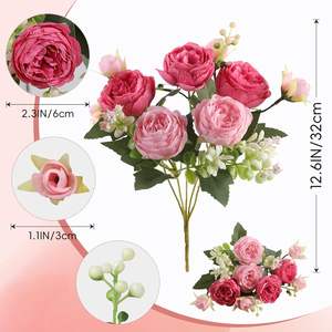Fleurs de pivoine artificielles roses, fausses fleurs en soie, bouquets de pivoines pour mariage, centre de table, décoration florale pour la maison - Product Image 2