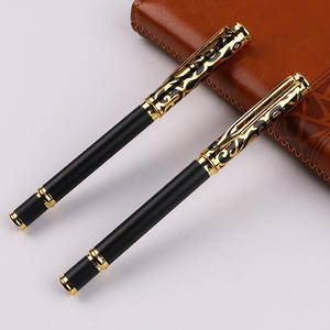 Bolígrafos Personalizados de Lujo, Bolígrafo Roller con Logotipo Dorado, Metal Personalizado, Regalo Empresarial, Cuadernos Negros, Bolígrafo - Product Image 2