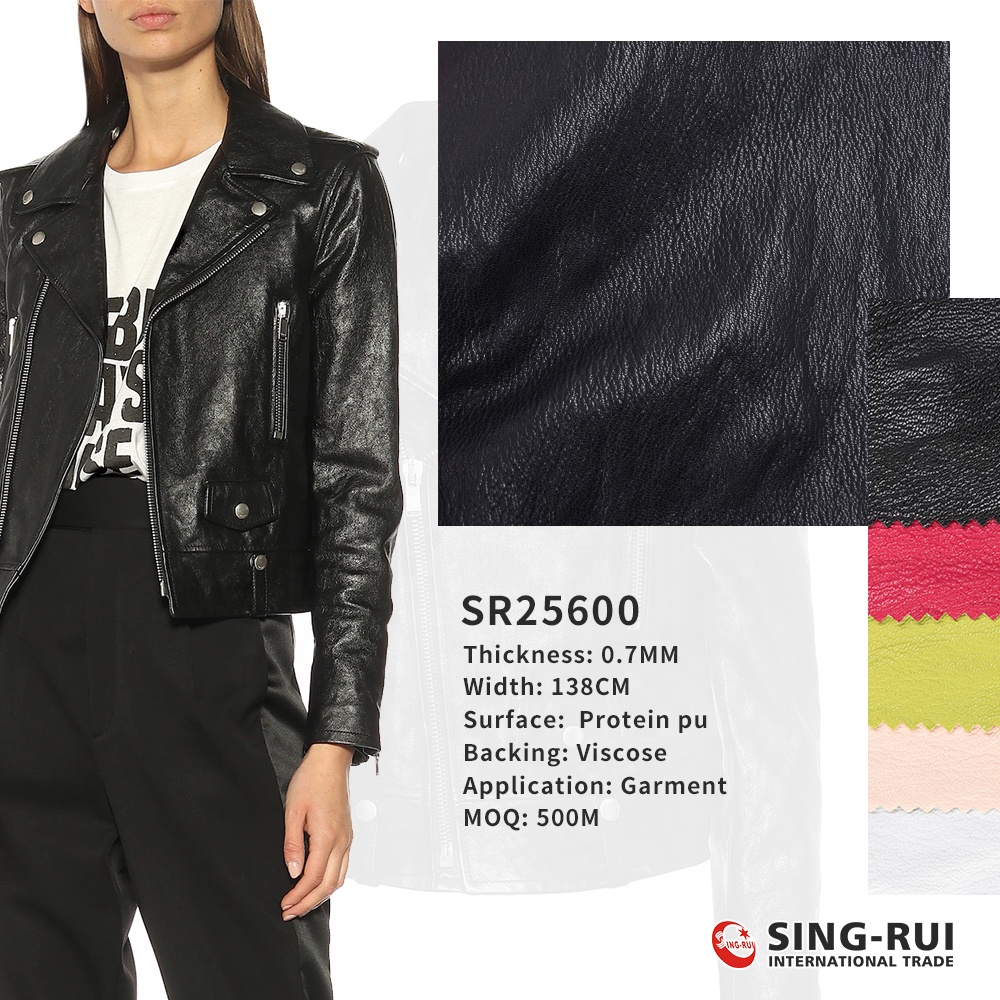 Free Sample Eco-Friendly Elastic Protein PU Leather Garment with Viscose Backing Anti-Mildew & Stain Resistant Recycled Fabric