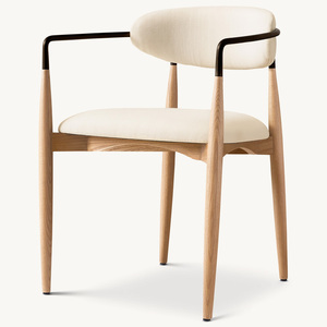 Fauteuil de salle à manger Rhoohill personnalisé, style moderne américain, en bois massif, chêne blanc avec piètement métallique, pour restaurant - Product Image 4