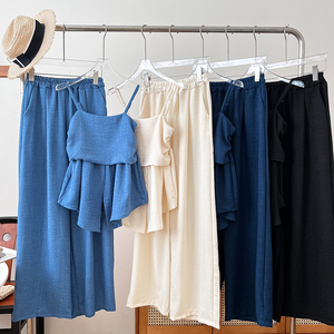 Conjuntos Básicos para <span class=keywords><strong>Mujer</strong></span>, Top Tubo Asimétrico y Pantalones Ajustados de Cintura Alta, Conjuntos Deportivos al por Mayor - Product Image 1