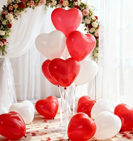 30 Ballons en Latex Rouge et Blanc en Forme de Cœur Remplis d'Hélium, Décorations de Fête Durables pour la Saint-Valentin, Halloween, les Remises de Diplômes, les Anniversaires