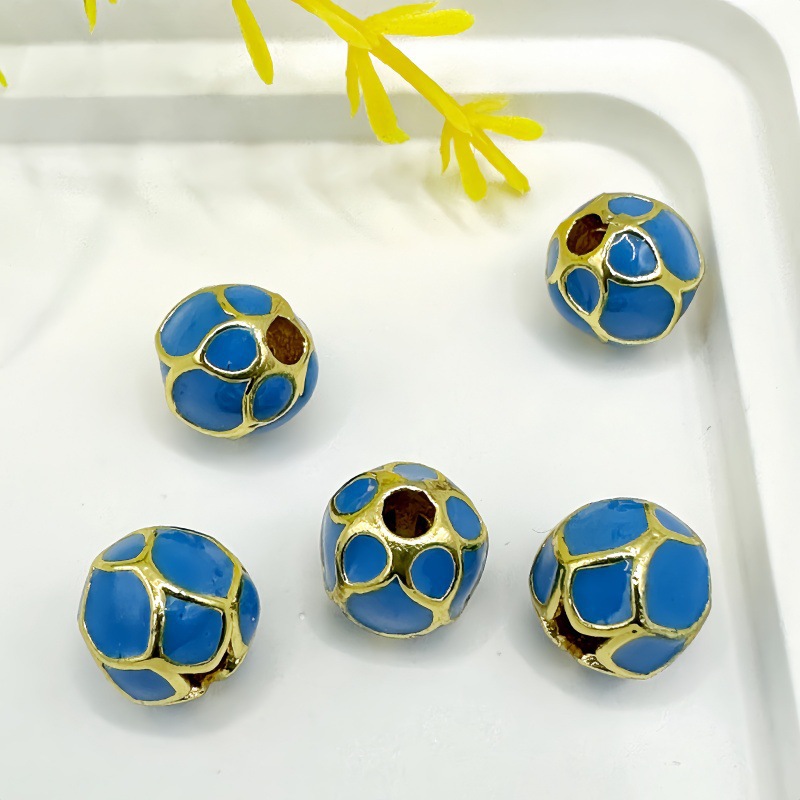 Perles rondes en forme de petit bouton floral dégoulinant d'huile, n°3