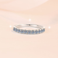 Bague demi-éternité en argent sterling S925 avec certificat GRA, moissanite ronde brillante couleur D VVS1, bague de mariage empilable pour femme