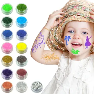 KHY Kit Palet Cat Wajah dan Tubuh, Set Makeup Profesional Halloween 16 Warna untuk Anak Perempuan Neon