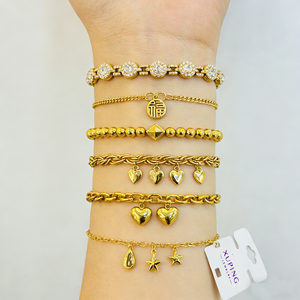 XUPING Gioielli all'Ingrosso, <span class=keywords><strong>Bracciale</strong></span> da Donna Placcato <span class=keywords><strong>Oro</strong></span> 24K <span class=keywords><strong>con</strong></span> Ciondoli a Forma di Farfalla, Fiore e Cuore, Catena alla Caviglia <span class=keywords><strong>con</strong></span> <span class=keywords><strong>Pietre</strong></span> - Product Image 2