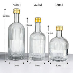 Bouteille en verre à rayures verticales vide personnalisable de 330 ml, 375 ml, 500 ml, ronde avec bouchons à vis pour l'emballage de vin, whisky, vodka - Product Image 5