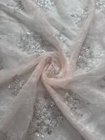 Tissu brodé en organza double couche dimensionnel, style chinois, orné de paillettes et de perles, idéal pour les vêtements de mariage féminins - Meilleure vente