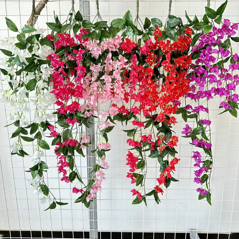 Nuevo 3 ángulo Rosa colgante de pared plástico simulación vid cesta flores decorativas