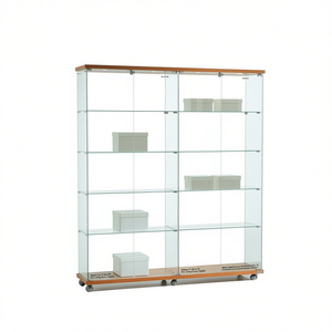 Vitrina Moderna de Vidrio de 185 cm de Alto y 160 cm de Ancho con Puertas con Cerradura y Estantes Ajustables para Exhibición en Sala de Estar - Product Image 2