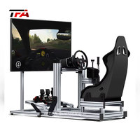 de conducción de coche con soporte de monitor único, kit de simulación de carreras de extrusión de aluminio negro, 4080