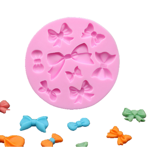 Fondant Cake Molds Bow And Sunflower Silicone Mold For Cake Decorating Birthday Baking Tools Round Shape Pink Green Gray White - Product Image 3