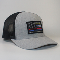 USA Woven Label Patch Hat Snapback Grey Black Mesh Baseball Cap