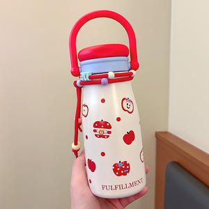 ขวดน้ำเก็บความเย็นสแตนเลส 600 มล. รุ่นใหม่ปี 2025 ดีไซน์น่ารักสไตล์เกาหลีและญี่ปุ่น พร้อมลายพิมพ์สีสันสดใสและของตกแต่งฟรี - Product Image 1