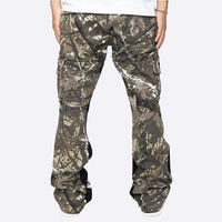 Vente en gros Pantalon personnalisé ample imprimé forêt d'arbres Jeans baggy camouflage patchwork en denim Jeans imprimés à jambe droite pour hommes