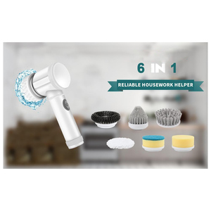 แปรงทำความสะอาดห้องครัวห้องน้ำไร้สาย USB 5 in 1 สีขาว แปรงมือถือ ABS ด้ามจับพลาสติกเป็นมิตรกับสิ่งแวดล้อม สำหรับอ่างล้างจาน อ่างอาบน้ำ - Product Image 4