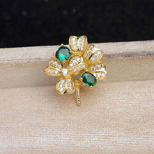 Pendentif en argent S925 avec zircon vert, accessoire de bricolage pour bijoux en perles, forme de fleur creuse, charme en cristal tendance JG5934 - Product Image 3