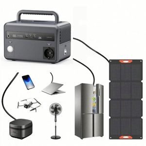 สถานีพลังงานแสงอาทิตย์แบบพกพา 300W MPPT พร้อมแผงโซลาร์เซลล์ ไฟฉายชาร์จไร้สาย คลื่นไซน์บริสุทธิ์ สำหรับใช้ในบ้าน ตั้งแคมป์ และในรถยนต์ - Product Image 1