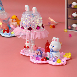 Kit de manualidades de lámpara de cristal DIY para niños, luz nocturna creativa con pegamento de mantequilla para niñas, LED USB, forma de tulipán colorido, botón manual - Product Image 2