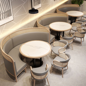 आधुनिक ठोस लकड़ी श्रृंखला तालिका कुर्सी सेट बूथ सीट टिकाऊ वाणिज्यिक रेस्तरां प्रत्यक्ष कारखाने कार्ड धारक सोफे संयोजन - Product Image 2