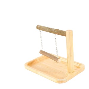 <b>Bird</b> Perch Desktop <b>Stand</b> Wooden Swing For Cockatiel Parrot With Frosted Platform Medium Size Durable Tree Material - Product Image 1