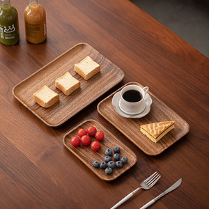Plateau à collation <span class=keywords><strong>de</strong></span> style chinois en noyer noir pour le salon, plat à fruits <span class=keywords><strong>de</strong></span> luxe en bois massif <span class=keywords><strong>de</strong></span> style chinois, assiette à fruits en bois - Product Image 1