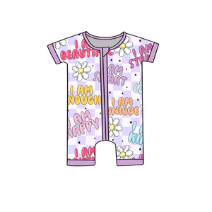 竹素材ベビー半袖ジッパーパジャマ 春のホットセール 竹素材ダブルジッパー新生児用ジッパーパジャマ - Product Image 2