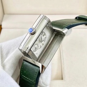 Dark Green Dial <b>Rectangular</b> Mechanical <b>Watch</b> with Stainless Steel Leather Strap, Vintage Business Men's Wristwatch - Product Image 5