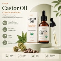 Aceite de Ricino Puro para el Crecimiento del Cabello y Cuidado de la Piel, Orgánico, Prensado en Frío, Libre de Hexano, Aceite para el Crecimiento de Pestañas y Cejas, 2oz