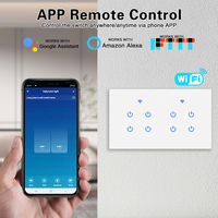 Interruptor de pared controlado por Wifi Au Usa estándar 110V 220V 1/2/3 Gang Smart Home Lighting Touch Wifi Smart Switch