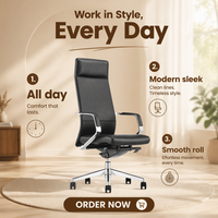 Fauteuil de bureau exécutif FURICCO au design minimaliste, dossier haut, en cuir véritable, avec accoudoirs en alliage d'aluminium