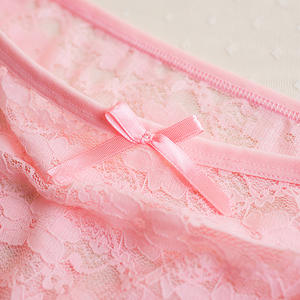 <span class=keywords><strong>Culottes</strong></span> transpirables para mujer, bragas con lazo de encaje, ropa interior de tiro medio Floral de corte alto, bragas de punto triangulares para mujer, característica hueca - Product Image 4