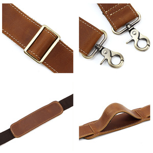 Correa de Hombro de Cuero Genuino Crazy Horse, Personalizada de Fábrica, ODM OEM, Ajustable, Estilo Vintage, de Repuesto para Bolsos de Mensajero para Hombre - Product Image 3