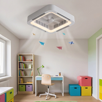 Ventilateur de plafond sans pales avec lumière LED, design moderne carré, pour salon et chambre à coucher