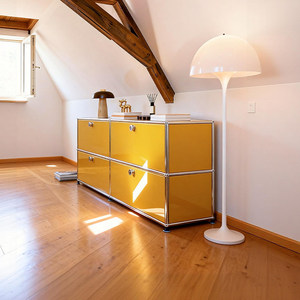 Mobiletto Modulare in Acciaio Inossidabile dal Design Moderno Bauhaus, Credenza per Soggiorno con Guide Silenziose e Vano Contenitore - Product Image 2