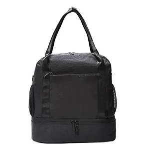 Carry-on Tote spor çantası alt fermuarlı bölme, slaytlar üzerinde valiz sapı su geçirmez silindir seyahat çantası