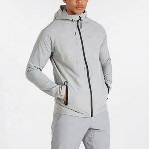 Custom <b>White</b> Hooded Sports <b>Jacket</b> <b>Men</b> Waterproof Outdoor Canvas Thin Logo Loose Fit Lightweight Softshell Winter Hiking - Product Image 4