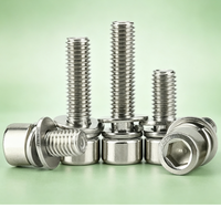 Pre  Vis à tête cylindrique hexagonale intégrée, boulons cylindriques en acier inoxydable 201 avec rondelles plates et à ressort, pièces de quincaillerie