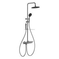 Colonne de douche murale moderne HL-335F3 gris anthracite en acier inoxydable avec robinet thermostatique en céramique à poignée unique et barre coulissante pour douche pluie et massage