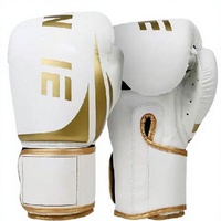 Gants de boxe professionnels en cuir PU 8oz 10oz 12oz 14oz Blanc et Or pour adultes, entraînement et sparring, pour le kickboxing et la gym