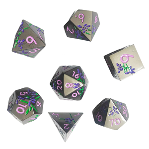 Juego de Dados Metálicos Personalizados para DND con Grabado Floral, Dados de Aleación de Zinc para Juegos de Mesa RPG, Regalo Coleccionable para Jugadores de Dungeons & Dragons - Product Image 5