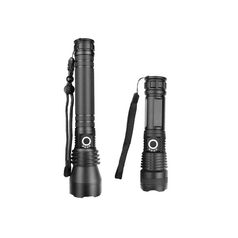 Torcia LED Tattica 120.000 Lumen XHP70.2 Regolabile Zoom Ricaricabile USB Nera - Foto 3