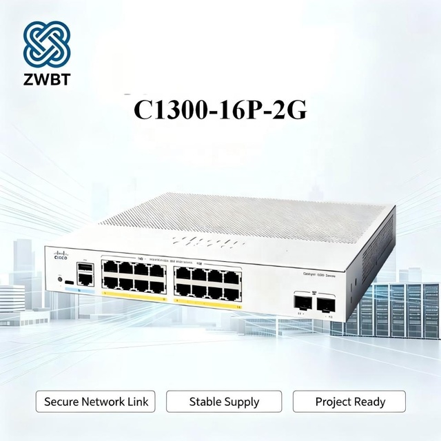 Cisco Switch C1300-16P-2G 16-Port Gigabit PoE+ Managed Switch 2 SFP Uplinks 120W PoE Budget Rackmount Layer 2