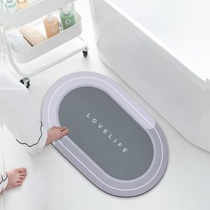 Microfiber Solid Pattern Fast Drying Bath Mat Household Items Water Absorbing Soft Diatomite Mat for Bath Room - Product Image 4